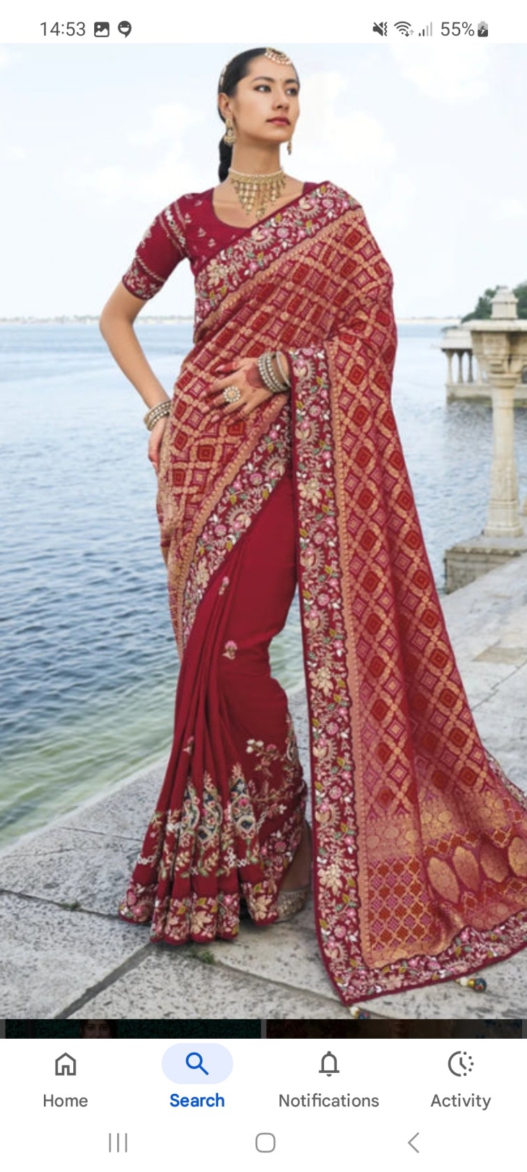 red wedding sari