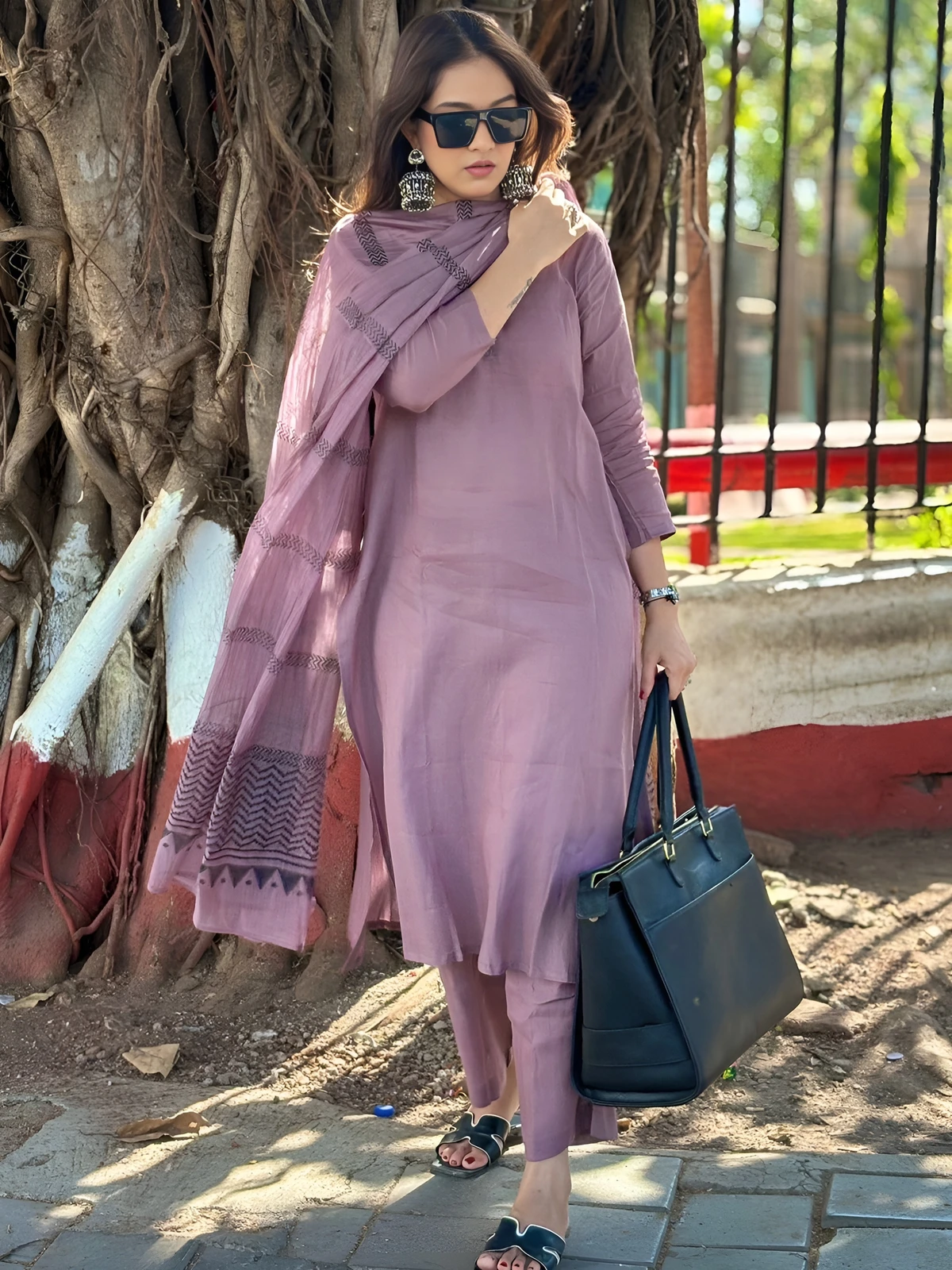 SHREE INFINITY EXPORT Women Cotton Blend Kurti Pant Dupatta Set